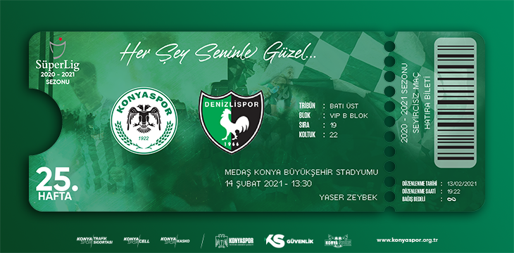 Y. Denizlispor Maçı İçin Hatıra Biletler Satışta