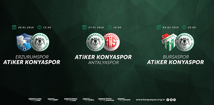 Atiker Konyaspor’umuzun B.B.Erzurumspor maçı 20 Ocak’ta oynanacak