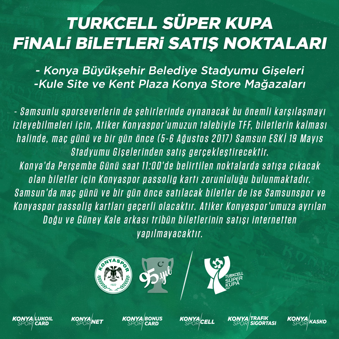 Süper Kupa Final biletleri Konya’da satılacak
