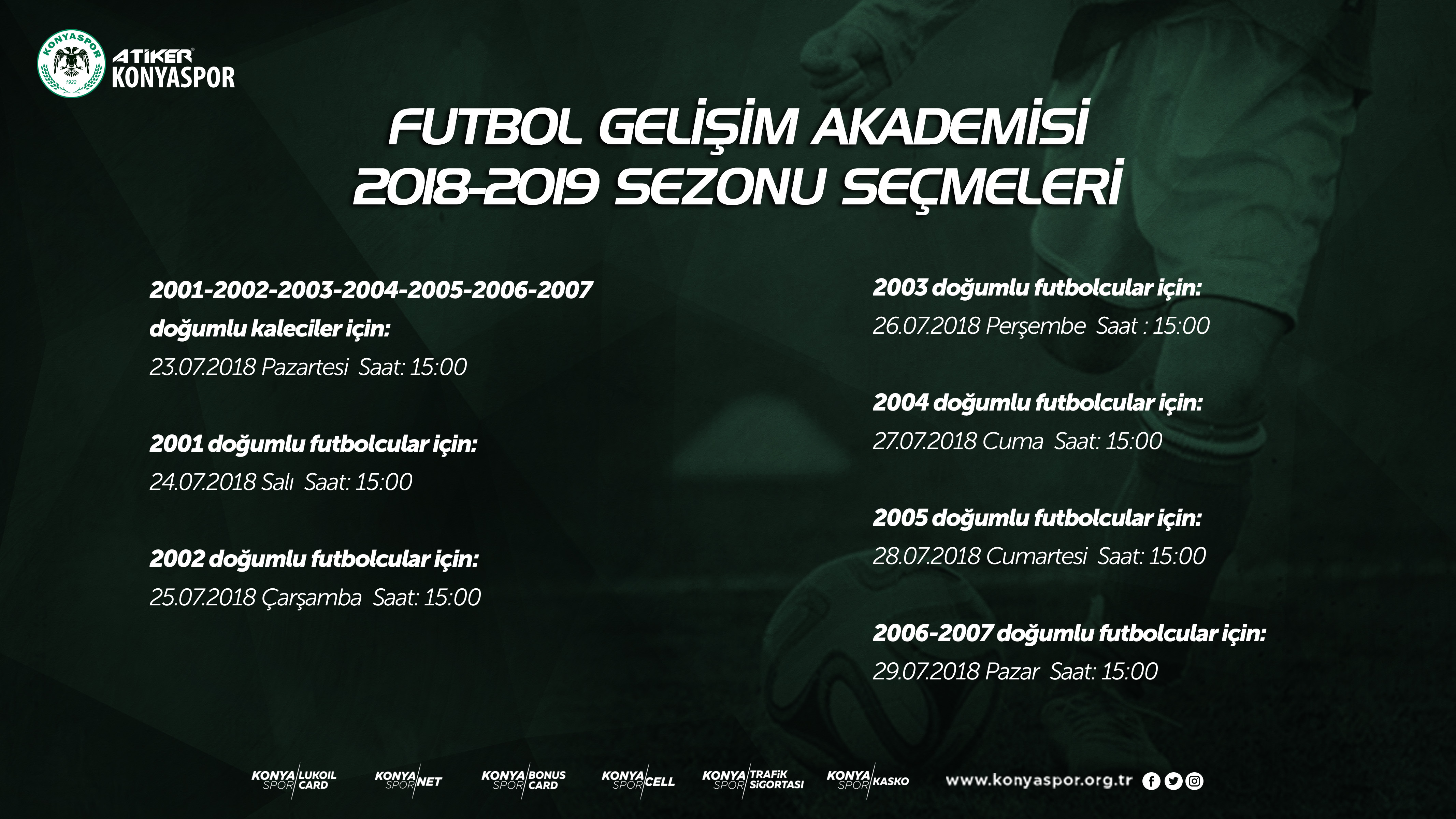 Kulübümüzde Alt yapı seçmeleri 23-29 Temmuz tarihleri arasında yapılacak